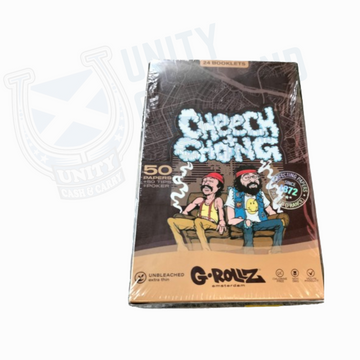 G-ROLLZ CHEECH CHONG GMO CHLORINE FREE 50 KING SLIM PAPERS + 50 TIPS + POKER UNBLEACHED EXTRA THIN